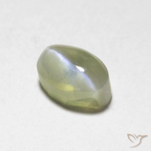 0.87ct Naturale Giallo chiaro Crisoberillo effetto occhio di gatto, Ovale, Traslucido