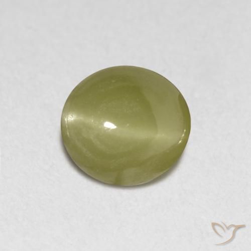 Chrysoberyl cat's eye naturale giallo da 0,40 ct, taglio ovale, traslucido