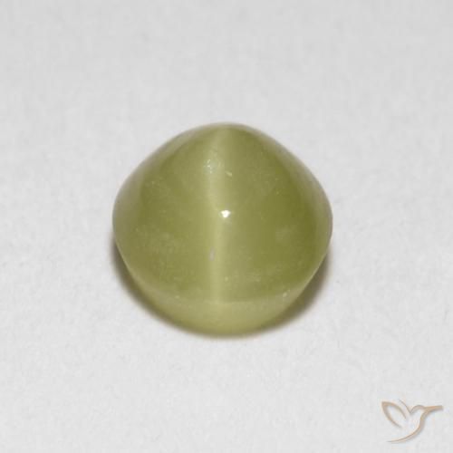 Chrysoberyl cat's eye naturale giallo da 0,40 ct, taglio ovale, traslucido