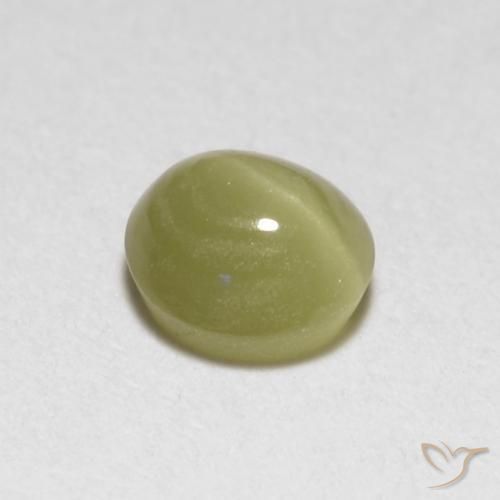 Chrysoberyl cat's eye naturale giallo da 0,40 ct, taglio ovale, traslucido