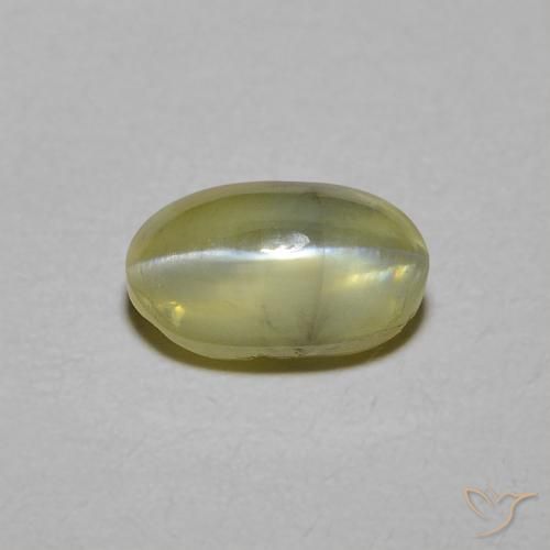 1.34ct Naturale Giallo medio Crisoberillo effetto occhio di gatto, Ovale, Traslucido