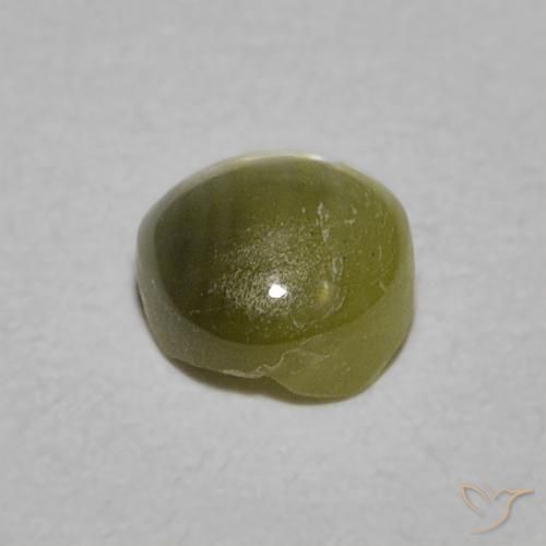 Crisoberillo effetto occhio di gatto Verde giallastro naturale da 0.52 ct, Rotondo, Traslucido