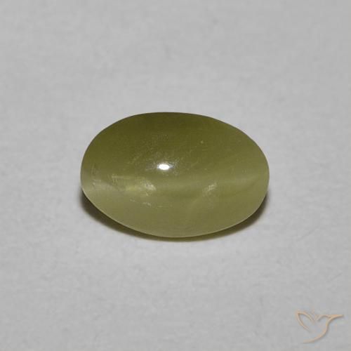 0.54ct Naturale Verde giallastro Crisoberillo effetto occhio di gatto, Ovale, Traslucido