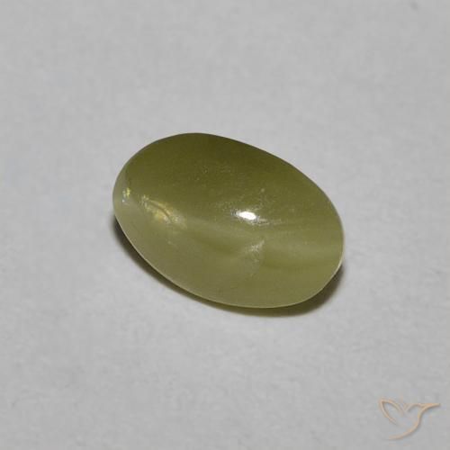 Crisoberillo effetto occhio di gatto Verde giallastro naturale da 0.54 ct, Ovale, Traslucido
