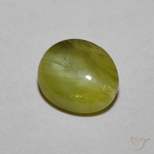 Chrysoberyl cat's eye naturale verde da 1,21 ct, taglio ovale, traslucido