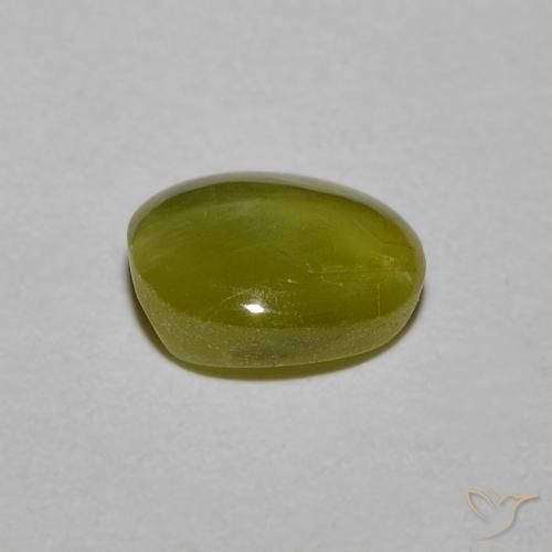 Chrysoberyl cat's eye naturale verde da 1,21 ct, taglio ovale, traslucido