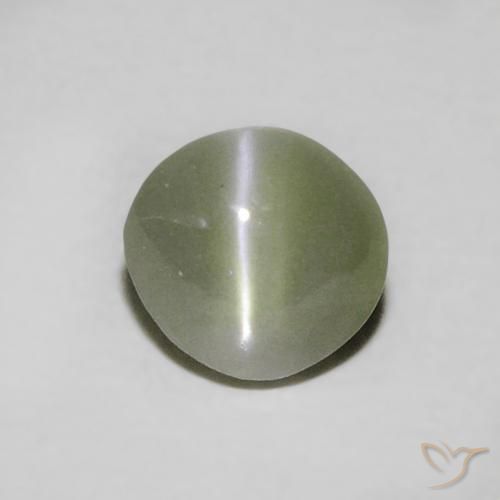 0.55ct Naturale Verde grigiastro Crisoberillo effetto occhio di gatto, Ovale, Traslucido