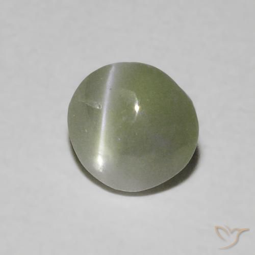 Crisoberillo effetto occhio di gatto Verde grigiastro naturale da 0.55 ct, Ovale, Traslucido