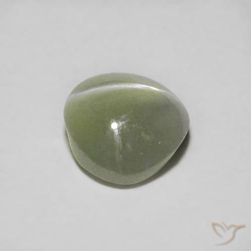 Crisoberillo effetto occhio di gatto Verde grigiastro naturale da 0.55 ct, Ovale, Traslucido