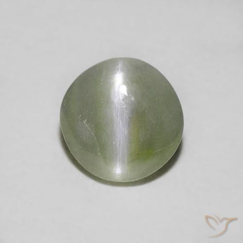0.39ct Naturale Verde terroso Crisoberillo effetto occhio di gatto, Rotondo, Traslucido