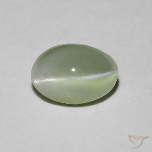 Chrysoberyl cat's eye naturale verde da 0,90 ct, taglio ovale, traslucido