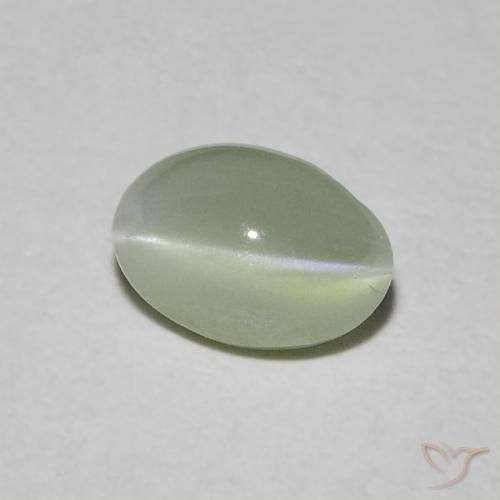 Chrysoberyl cat's eye naturale verde da 0,90 ct, taglio ovale, traslucido