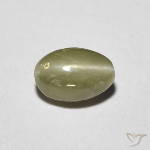 0.82ct Naturale Verde giallastro Crisoberillo effetto occhio di gatto, Ovale, Traslucido