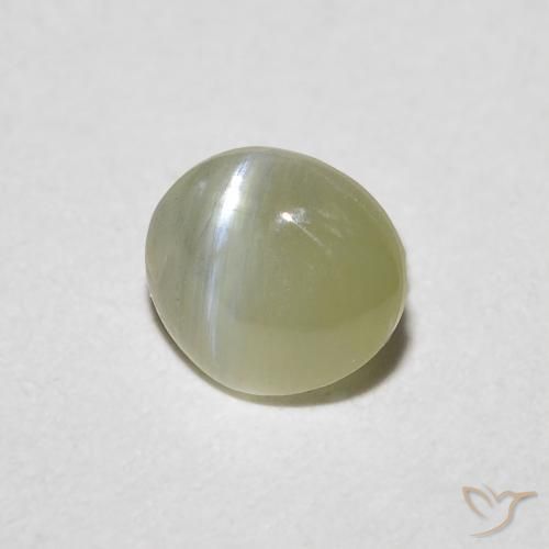 Crisoberillo effetto occhio di gatto Verde terroso naturale da 0.72 ct, Ovale, Traslucido