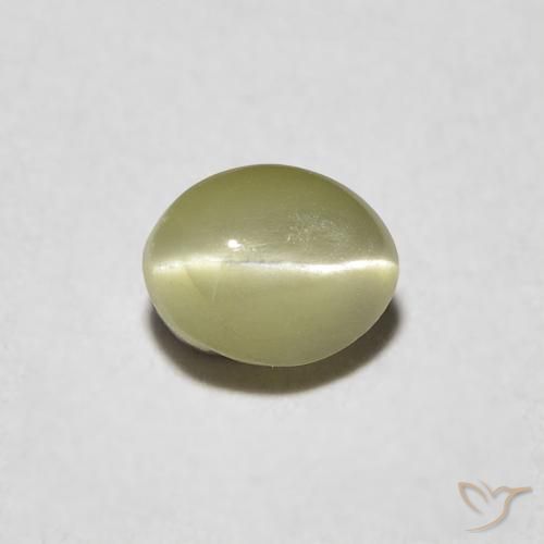 0.39ct Naturale Verde giallastro Crisoberillo effetto occhio di gatto, Ovale, Traslucido