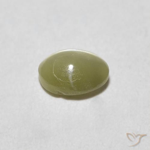 Crisoberillo effetto occhio di gatto Verde giallastro naturale da 0.39 ct, Ovale, Traslucido