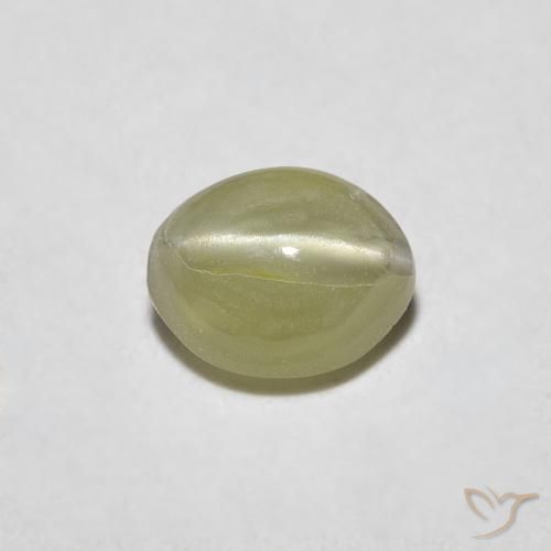 0.45ct Naturale Verde giallastro Crisoberillo effetto occhio di gatto, Ovale, Traslucido