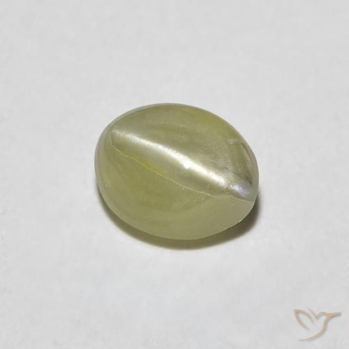 Crisoberillo effetto occhio di gatto Verde giallastro naturale da 0.45 ct, Ovale, Traslucido