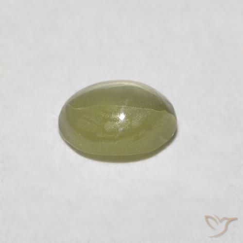 Crisoberillo effetto occhio di gatto Verde giallastro naturale da 0.45 ct, Ovale, Traslucido