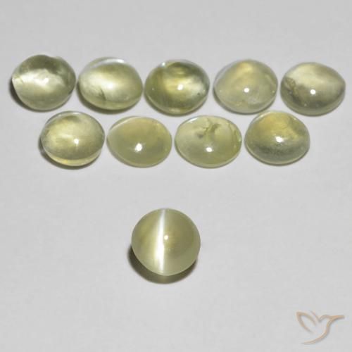 0.37ct Naturale Giallo chiaro Crisoberillo effetto occhio di gatto, Rotondo, Trasparente