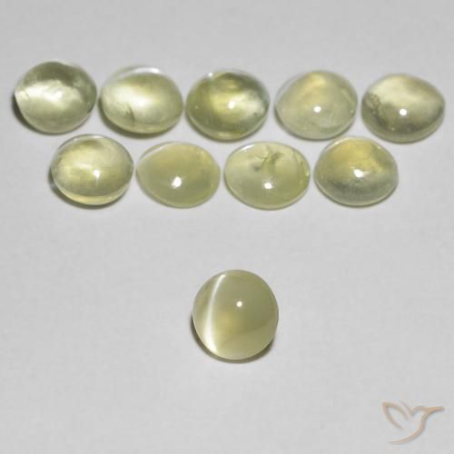 Crisoberillo effetto occhio di gatto Giallo chiaro naturale da 0.37 ct, Rotondo, Trasparente