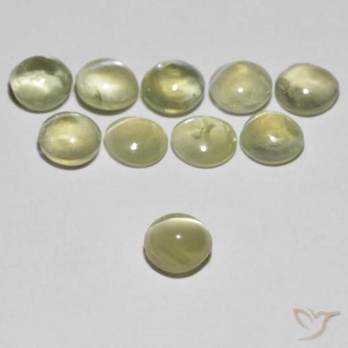Crisoberillo effetto occhio di gatto Giallo chiaro naturale da 0.37 ct, Rotondo, Trasparente