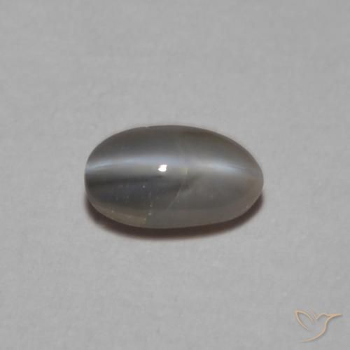 0.26ct Naturale Grigio argento Crisoberillo effetto occhio di gatto, Ovale, Opaco