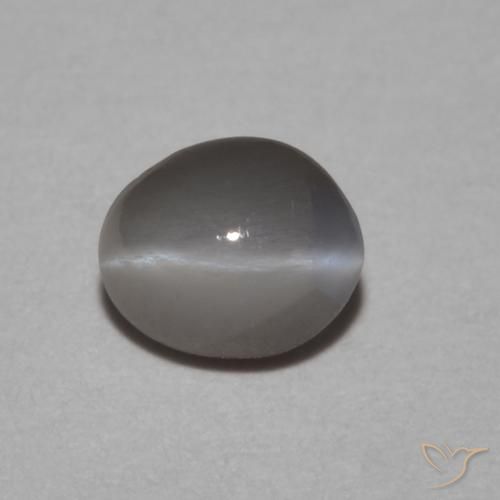 0.53ct Naturale Medium Dark-Grey Crisoberillo effetto occhio di gatto, Ovale, Opaco