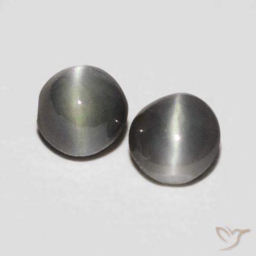 0.36ctw Naturale Nero grigiastro Crisoberillo effetto occhio di gatto, Ovale, Opaco