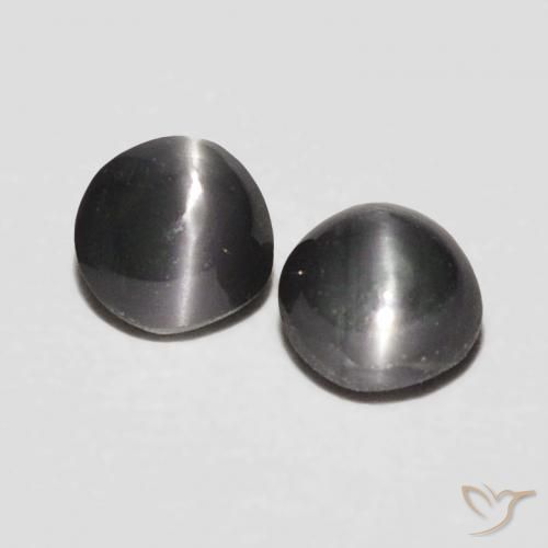 0.41ctw Naturale Grigio scuro Crisoberillo effetto occhio di gatto, Ovale, Opaco