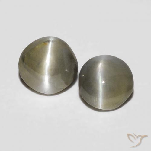 0.38ctw Naturale Grigio molto chiaro Crisoberillo effetto occhio di gatto, Ovale, Opaco