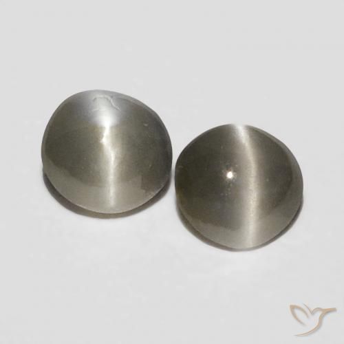 0.32ctw Naturale Grigio medio Crisoberillo effetto occhio di gatto, Ovale, Opaco