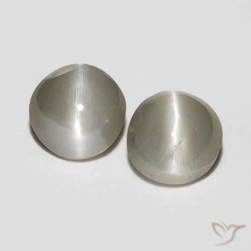 0.45ctw Naturale Grigio molto chiaro Crisoberillo effetto occhio di gatto, Ovale, Opaco