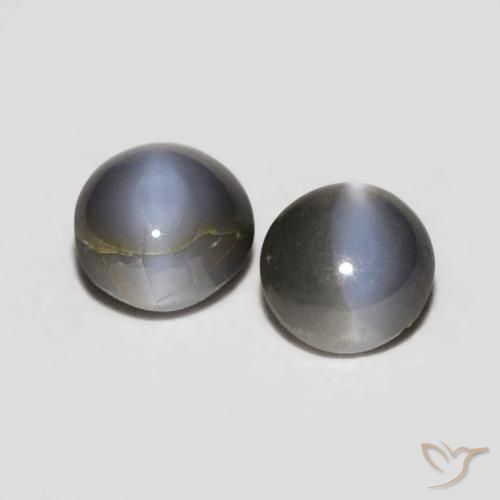 0.34ctw Naturale Grigio medio Crisoberillo effetto occhio di gatto, Ovale, Opaco, Photo A