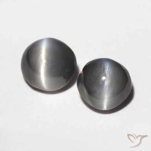 0.67ctw Naturale Grigio argento Crisoberillo effetto occhio di gatto, Ovale, Opaco