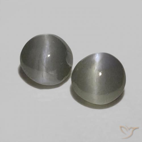 0.45ctw Naturale Nero grigiastro Crisoberillo effetto occhio di gatto, Rotondo, Opaco
