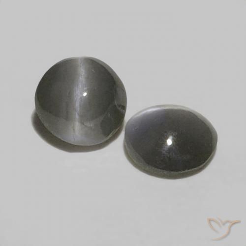 Gemme di Crisoberillo effetto occhio di gatto Nero grigiastro naturale da 0.45 ct, Rotondo, Opaco