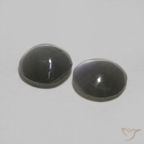 Gemme di Crisoberillo effetto occhio di gatto Nero grigiastro naturale da 0.45 ct, Rotondo, Opaco