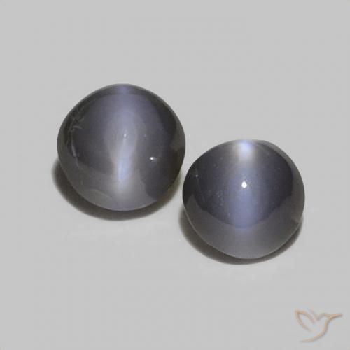 0.44ctw Naturale Grigio nero Crisoberillo effetto occhio di gatto, Rotondo, Opaco