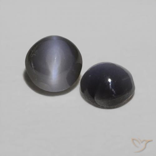 Gemme di Crisoberillo effetto occhio di gatto Grigio nero naturale da 0.44 ct, Rotondo, Opaco