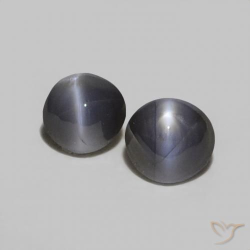 0.38ctw Naturale Grigio scuro Crisoberillo effetto occhio di gatto, Ovale, Opaco