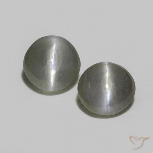 0.37ctw Naturale Grigio medio Crisoberillo effetto occhio di gatto, Ovale, Opaco