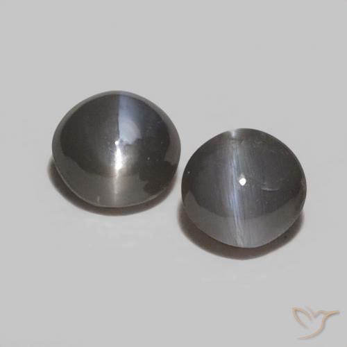 0.52ctw Naturale Nero grigiastro Crisoberillo effetto occhio di gatto, Ovale, Opaco