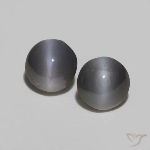 0.48ctw Naturale Grigio scuro Crisoberillo effetto occhio di gatto, Rotondo, Opaco