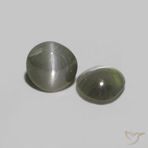 Gemme di Crisoberillo effetto occhio di gatto Nero grigiastro naturale da 0.38 ct, Rotondo, Opaco