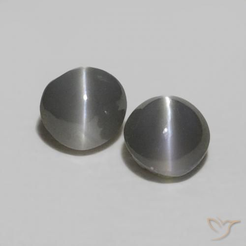 0.38ctw Naturale Grigio verdastro pallido Crisoberillo effetto occhio di gatto, Ovale, Opaco