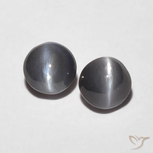 0.47ctw Naturale Grigio medio Crisoberillo effetto occhio di gatto, Rotondo, Opaco