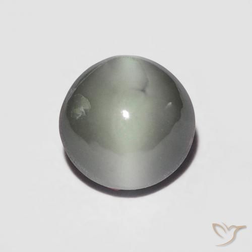 1.06ct Naturale Grigio medio Crisoberillo effetto occhio di gatto, Rotondo, Opaco