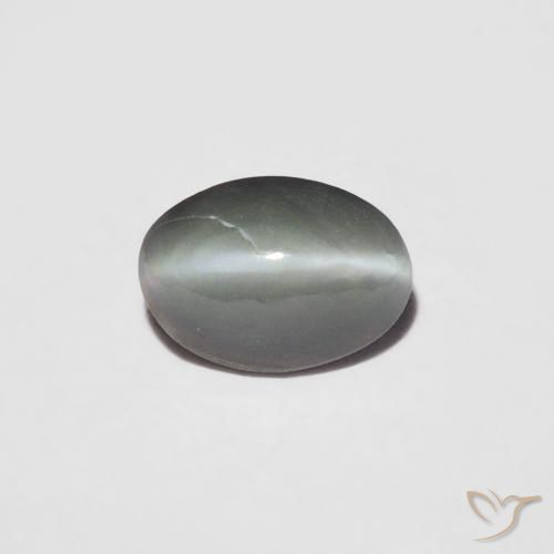 0.36ct Naturale Grigio medio Crisoberillo effetto occhio di gatto, Ovale, Opaco