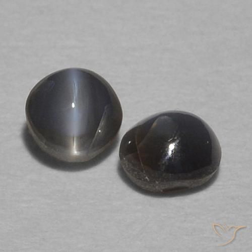 Gemme di Crisoberillo effetto occhio di gatto Grigio scuro naturale da 0.40 ct, Rotondo, Opaco